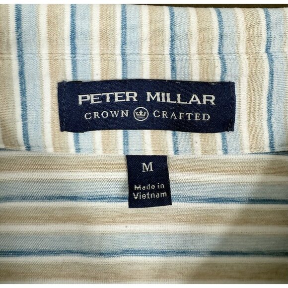 Peter Millar Polo Shirt Mens Crown Crafted Medium Striped Belfair Golf Club - Picture 8 of 14
